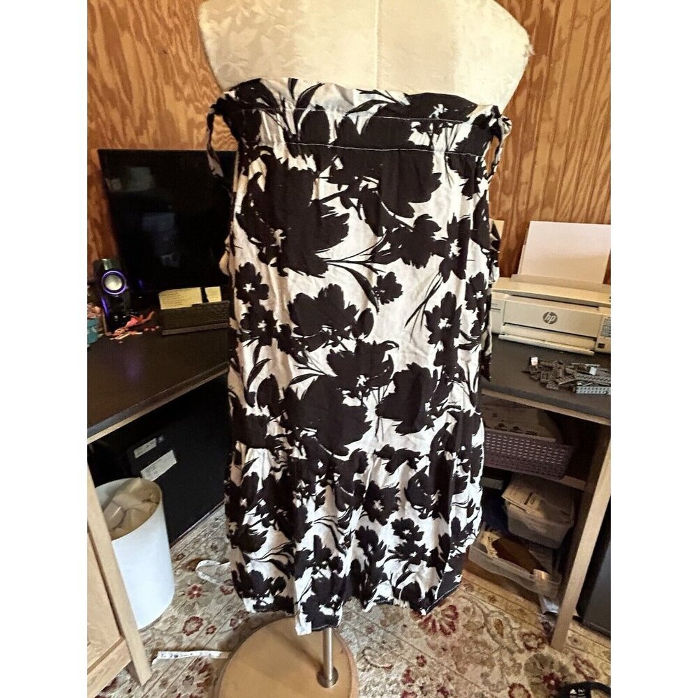 Anthropologie MILLY 4 Dani Floral Print Tie-Shoulder Dress Knee Length Black - Picture 7 of 9